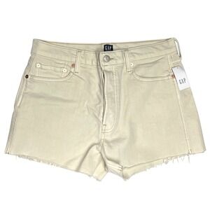 Gap Cheeky‎ Short V White Denim Shorts Womens 8/29 High Rise Raw Hem NWT